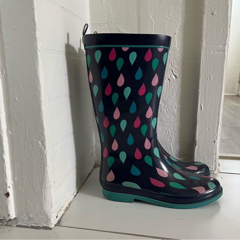 Colorful Raindrop Pattern Rain Boots
